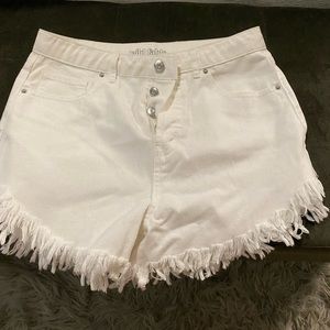 White jean shorts